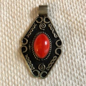 Red/Orange Oval Stone Pendant